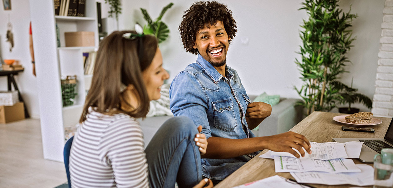 Young couple going over their finances