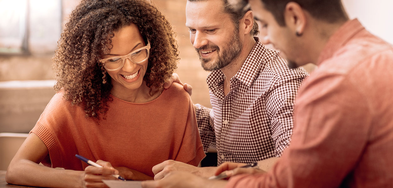 Couple getting advice from banker